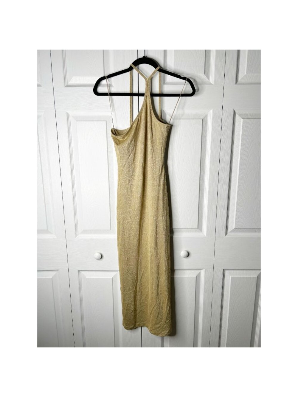 THIRD FORM Gold Shimmer One Shoulder Bodycon Sleeveless Dress Women's Size 6